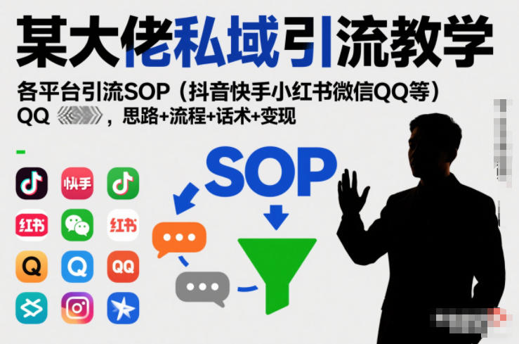 某大佬私域引流教学，各平台引流SOP(抖音快手小红书微信QQ等)，思路+流程+话术+变现-高东资源网