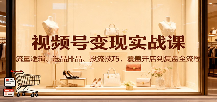 视频号变现实战课:流量逻辑、选品排品、投流技巧,覆盖开店到复盘全流程-高东资源网