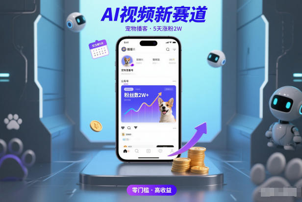 AI视频新赛道，宠物播客仅注册5天涨粉2W，收益非常可观-高东资源网