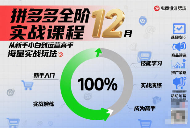 拼多多全阶实战课程12月,从新手小白到运营高手,海量实战玩法 拼多多全阶实战课程12月,从新手小白到运营高手,海量实战玩法