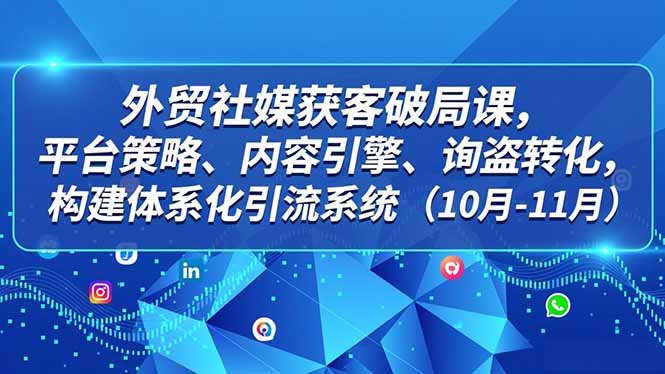 外贸 社媒获客破局课,平台策略、内容引擎、询盘转化,构建体系化引流系统(10月-11月 外贸 社媒获客破局课,平台策略、内容引擎、询盘转化,构建体系化引流系统(10月-11月