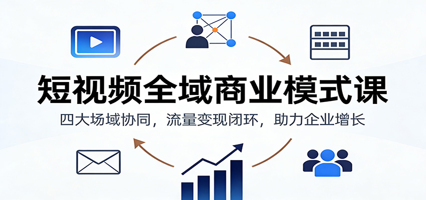 短视频全域商业模式课：四大场域协同，流量变现闭环，助力企业增长-高东资源网
