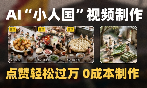 爆款1000W+播放微缩景观迷你小人国AI视频0成本制作全流程教学-高东资源网