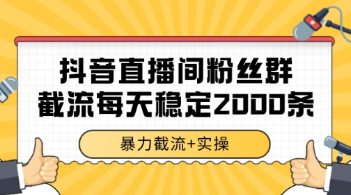 抖音直播间粉丝群暴力截流，一台电脑每天稳定2000条数据【揭秘】-高东资源网