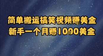 简单搬运搞笑视频挣美金，新手一个月入1k美金-高东资源网