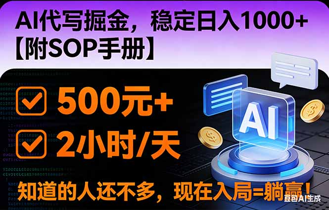 2026风口项目,AI代写掘金,稳定日入1000+,掌握核心技能【附SOP手册】-高东资源网