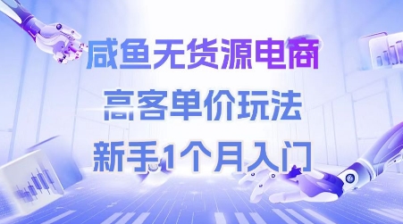 咸鱼无货源电商，高客单价玩法，新手1个月入门-高东资源网