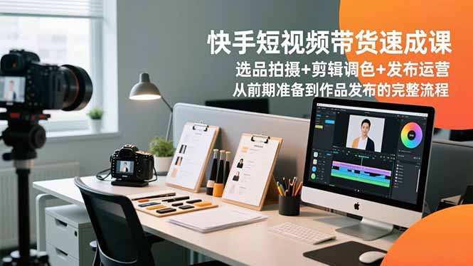 快手短视频带货速成课,选品拍摄+剪辑调色+发布运营,从前期准备到作品发布的完整流程-高东资源网