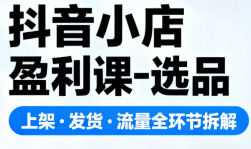 抖音小店盈利课-选品·上架·发货·流量全环节拆解-高东资源网