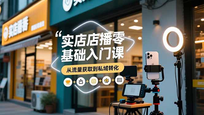 实体店播零基础入门课，实体店+短视频+直播+微信生态+私域社群，从流量获取到私域转化-高东资源网