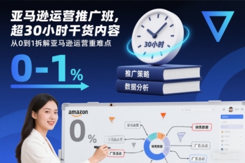 亚马逊运营推广班，超30小时干货内容，从0到1拆解亚马逊运营重难点-高东资源网