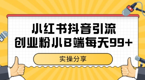 小红书抖音创业粉，小B端粉自热 日引99+的一个玩法【揭秘】-高东资源网