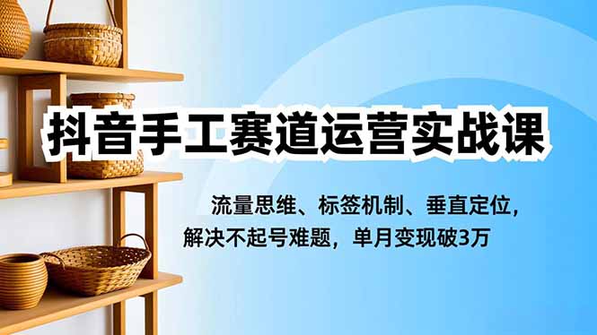 抖音手工赛道运营实战课,流量思维、标签机制、垂直定位,解决不起号难题,单月变现破3万-高东资源网