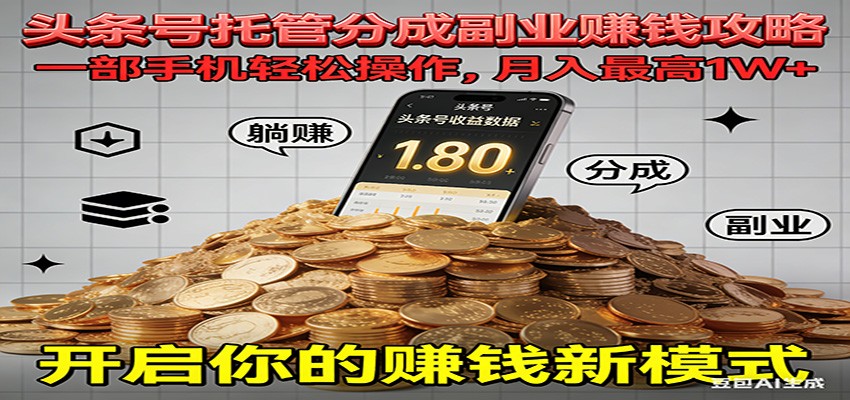 全程托管今日头条,一部手机就可以开干,最高躺赚1W+-高东资源网