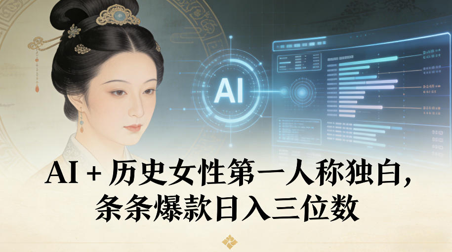 AI+历史女性第一人称独白，条条爆款日入三位数-高东资源网