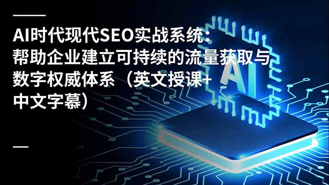 AI时代现代SEO实战系统:帮助企业建立可持续的流量获取与数字权威体系(英文授课+中文字幕-高东资源网