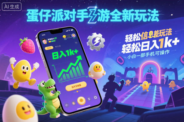 蛋仔派对手游全新玩法,轻松日入1k+,风口信息差玩法,当天见收益,小白一部手机可操作-高东资源网