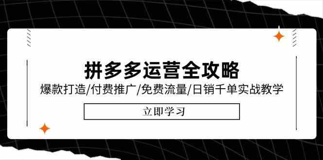 拼多多运营全攻略，爆款打造/付费推广/免费流量/日销千单实战教学/6月更新-高东资源网