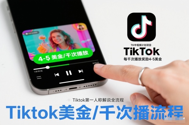 TK中视频计划项目,Tiktok第一人称解说流程,每干次播放奖励4-5美金-高东资源网