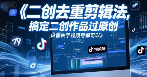短视频二创去重剪辑法，搞定二创作品过原创，抖音快手视频号都可以-高东资源网