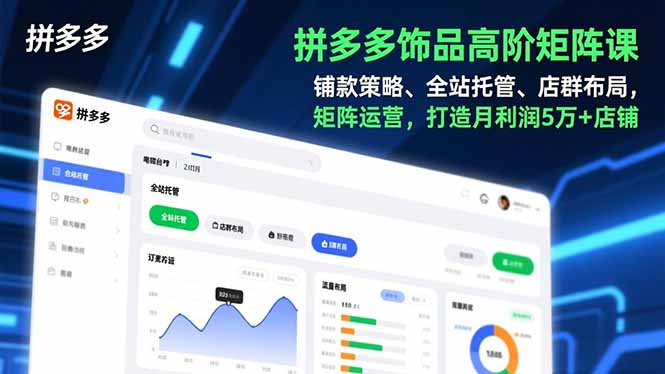 拼多多饰品高阶矩阵课，铺款策略、全站托管、店群布局，矩阵运营，打造月利润5万+店铺-高东资源网