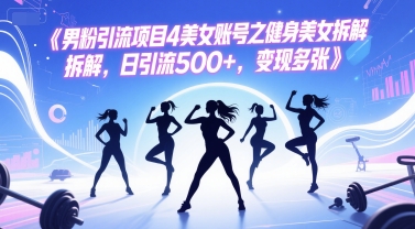 男粉引流项目4美女账号之健身美女拆解，日引流500+，变现多张-高东资源网