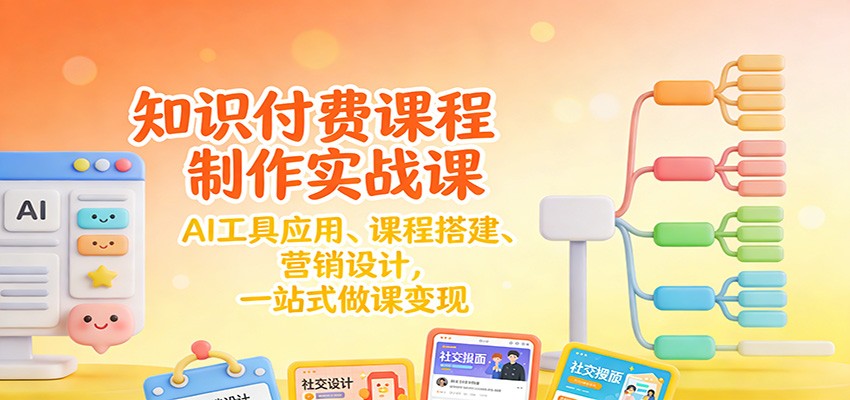 知识付费课程制作实战课：AI工具应用 、课程搭建、营销设计，一站式做课变现-高东资源网