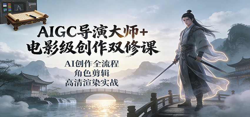 AIGC导演大师+电影级创作双修课：AI创作全流程、角色剪辑、高清渲染实战-高东资源网