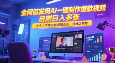 全网首发用AI一键制作爆款视频，自测日入多张，适合大学生宝妈兼职创业，保姆级教程-高东资源网