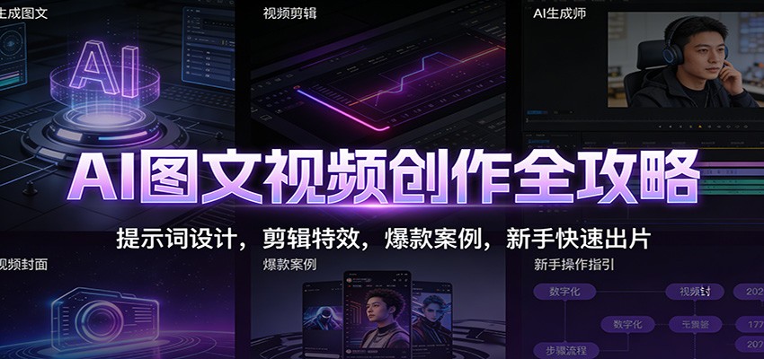 AI图文视频创作全攻略：提示词设计，剪辑特效，爆款案例，新手快速出片-高东资源网