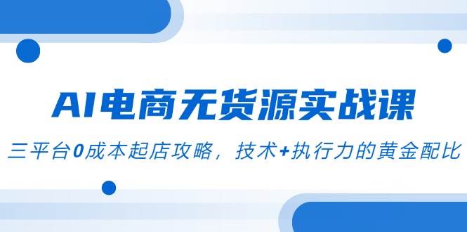 （14982期）AI电商无货源实战课，三平台0成本起店攻略，技术+执行力的黄金配比-高东资源网