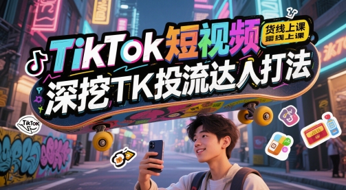 TikTok短视频带货线上课，深挖TK投流达人打法-高东资源网