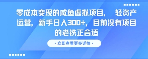 零成本变现的咸鱼虚拟项目， 轻资产运营，新手日入3张+，目前没有项目的老铁正合适-高东资源网