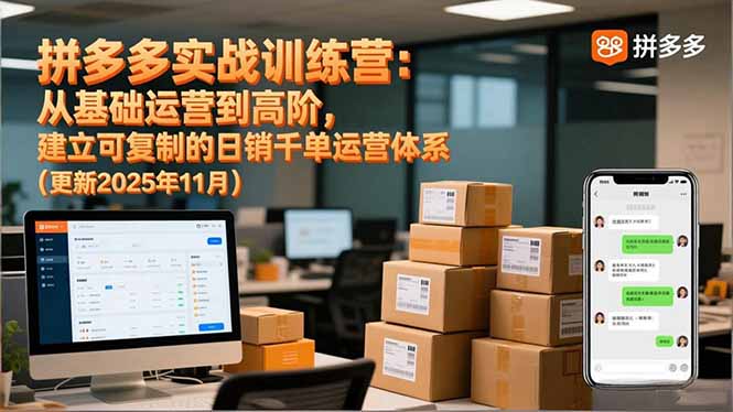 拼多多实战训练营：从基础运营到高阶，建立可复制的日销千单运营体系(更新11月-高东资源网