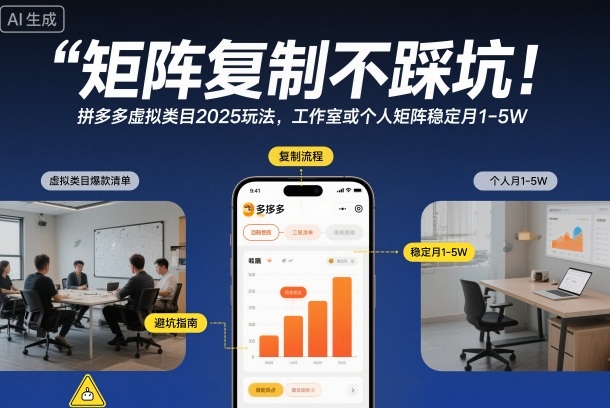 矩阵复制不踩坑!拼多多虚拟类目2025玩法,工作室或者个人矩阵稳定月1-5W【揭秘】-高东资源网
