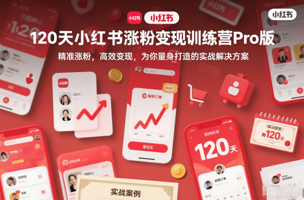 120天小红书涨粉变现训练营Pro版,精准涨粉,高效变现,为你量身打造的实战解决方案-高东资源网