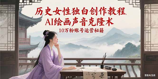 历史女性独白创作教程，AI绘画声音克隆术，10万粉账号运营秘籍-高东资源网