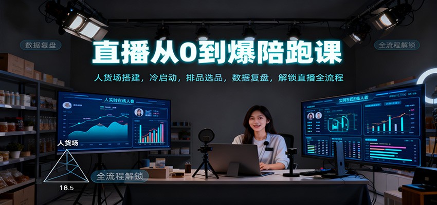 直播从0到爆陪跑课:人货场搭建,冷启动,排品选品,数据复盘,解锁直播全流程-高东资源网