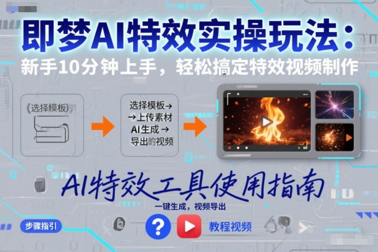 即梦AI特效实操玩法：新手10分钟上手，轻松搞定特效视频制作-高东资源网
