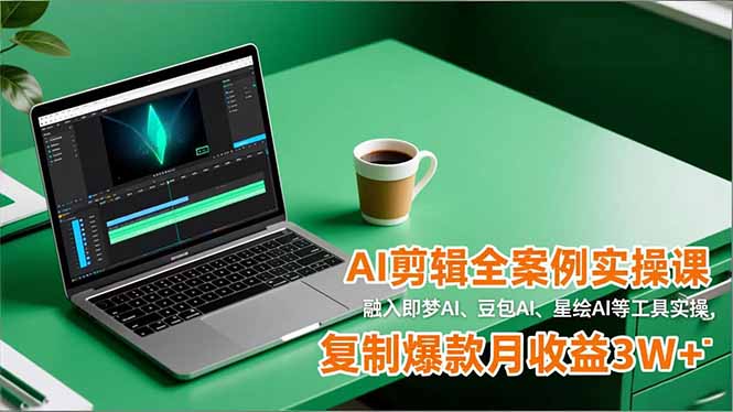 AI剪辑全案例实操课，融入即梦AI、豆包AI、星绘AI等工具实操，复制爆款月收益3W+-高东资源网