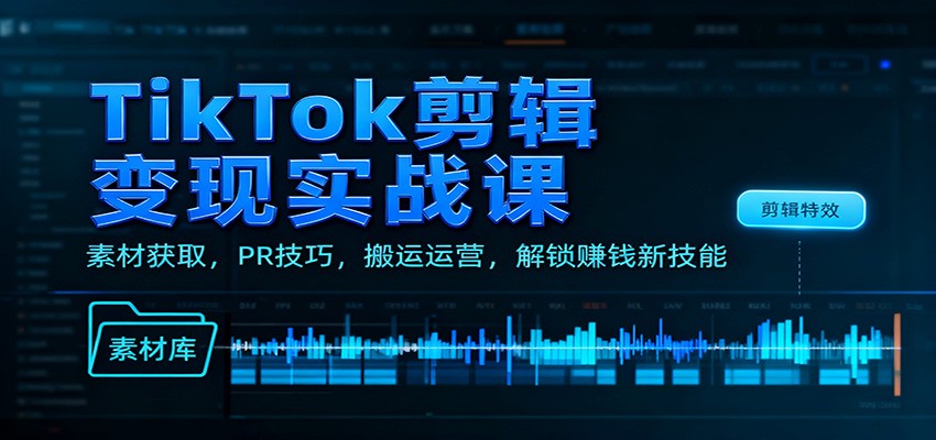 TikTok剪辑变现实战课:素材获取,PR技巧,搬运运营,解锁赚钱新技能-高东资源网