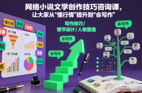 网络小说文学创作技巧咨询课,让大家从“懂行情”提升到”会写作”的高度-高东资源网
