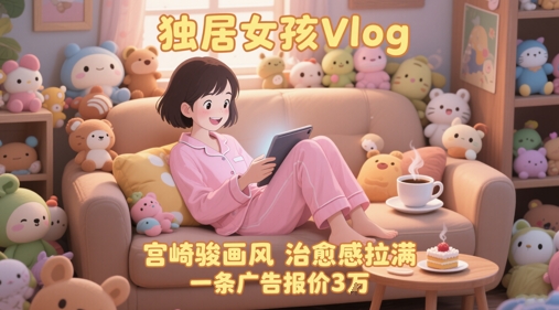 单个账号涨粉71W！用AI制作独居女孩Vlog，宫崎骏画风，治愈感拉满，一条广告报价3W-高东资源网