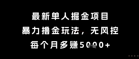 最新单人掘金项目，暴力撸金玩法，无风控，每个月多挣5k+【揭秘】-高东资源网