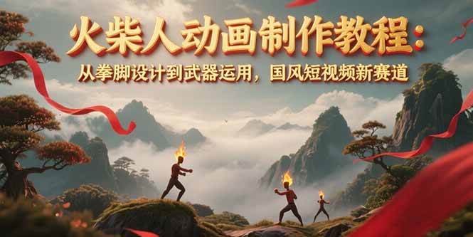 （15171期）火柴人动画制作教程：从拳脚设计到武器运用，国风短视频新赛道-高东资源网