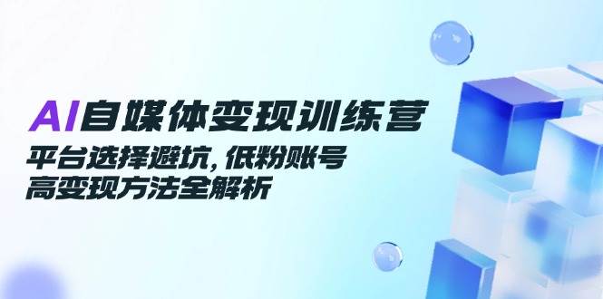 AI自媒体变现训练营，平台选择避坑，低粉账号高变现方法全解析-高东资源网