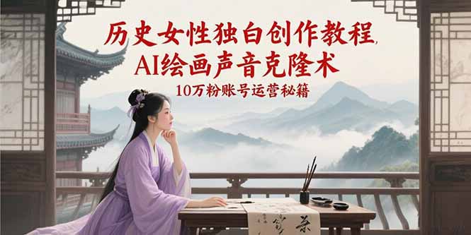 （15186期）历史女性独白创作教程，AI绘画声音克隆术，10万粉账号运营秘籍-高东资源网