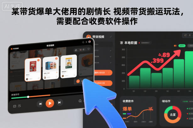 某带货爆单大佬用的剧情长视频带货搬运玩法,需要配合收费软件操作-高东资源网