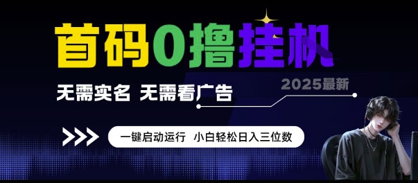 首码0撸挂G项目，无需实名无需看广告 一键启动运行，小白轻松日入三位数【揭秘】-高东资源网