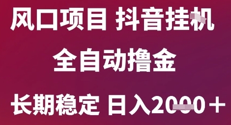 风口项目，六月最新玩法抖音无人挂G，全自动撸金，长期稳定 日入2k+【揭秘】-高东资源网